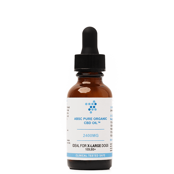 ABSC Organics 2400mg extra strength CBD oil bottle for giant dog breeds