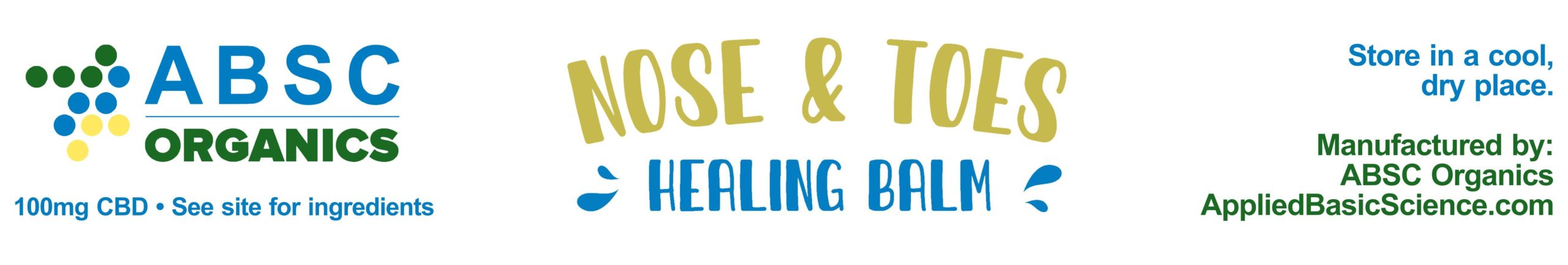 Nose and Toes CBD balm ingredient label with 150mg full-spectrum CBD