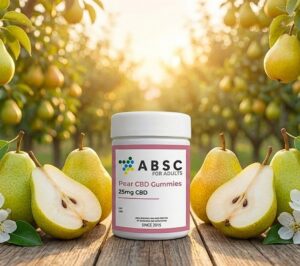 ABSC Organics 25mg pear-flavored CBD gummies for adults